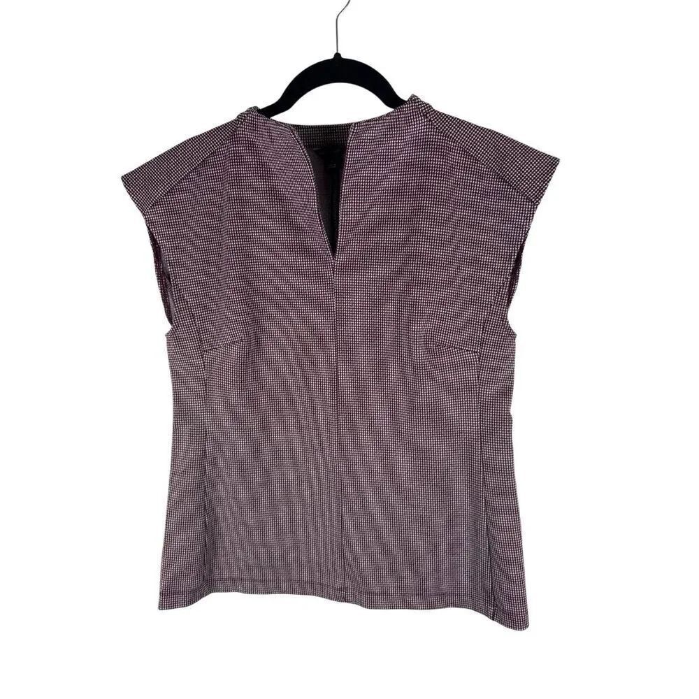 Ann Taylor Maroon Houndstooth Blouse - size M